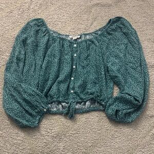 American Eagle Outfitters Teal Floral Cottagecore Style Crop top Sz small